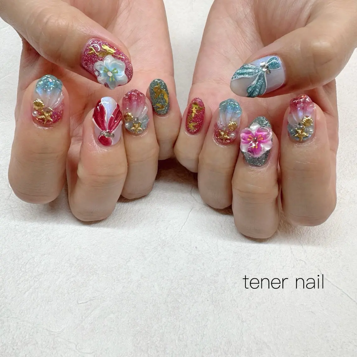 ネイル フラッシュネイル ラメ(グリッター) ハンドネイル テネルネイル tener nailのネイルデザイン