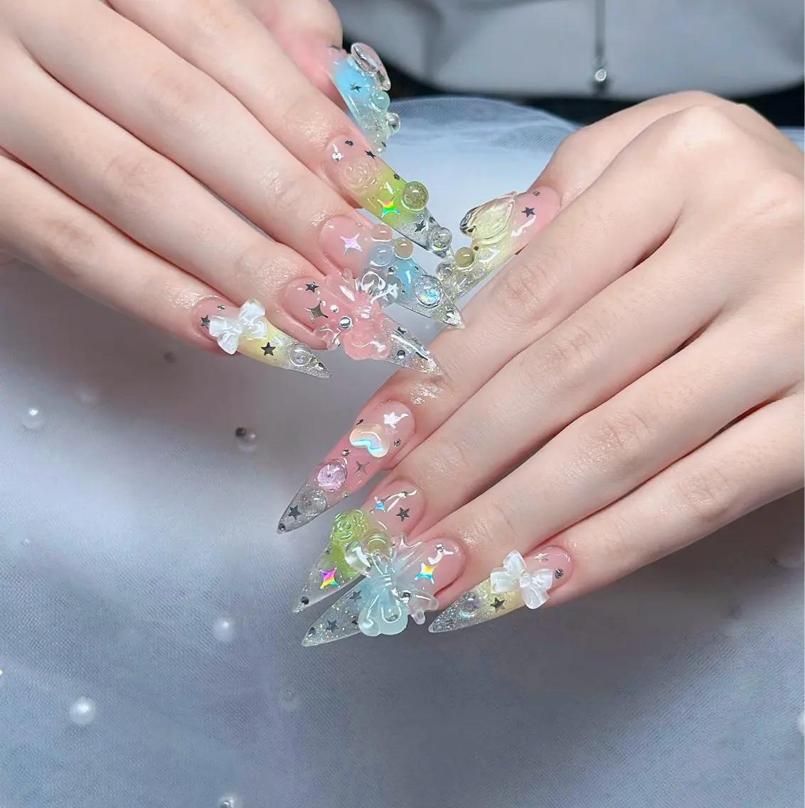 ネイル ハート キラキラネイル リボン ハンドネイル キノコ H.babynailのネイルデザイン