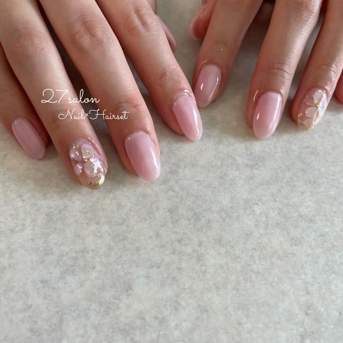 ネイル フラワーネイル ピンク 27salon yuinaのネイルデザイン