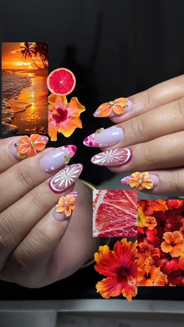 ネイル 氷ネイル・うるうるネイル マットネイル ニュアンスネイル リボン 夏ネイル ハンドネイル rina nailのネイルデザイン