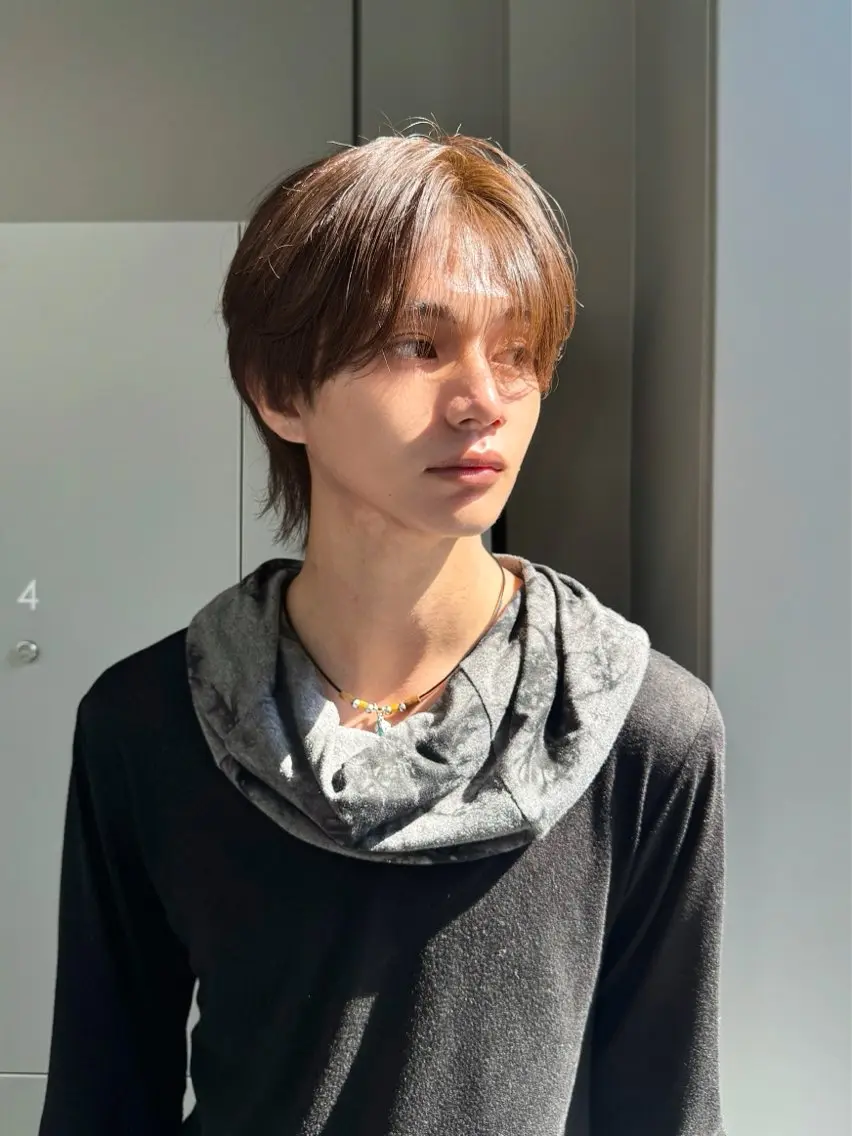 カラー メンズ センターパート ダウンパーマ カルマパーマ メンズ韓国風 マッシュ カット ヘアカラー トリートメント Ayuki /福岡/メンズカットのヘアスタイル
