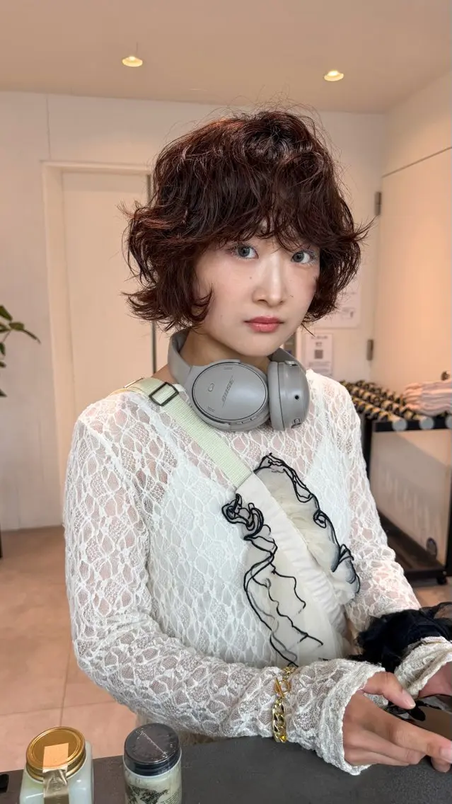 ショート パーマ ボブ 髪質改善 韓国風ヘア レイヤーカット デジタルパーマ カット パーマ トリートメント 小田 晃瑛のヘアスタイル