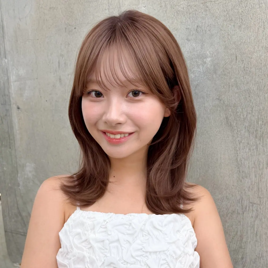 ミディアム カラー レイヤー🐑髪質改善 顔周りカット/みきとのヘアスタイル