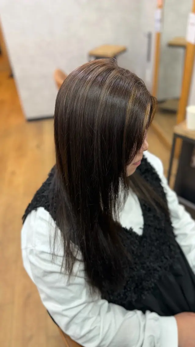 ロング ハイライト ヘアカラー 宮崎 稚世のヘアスタイル