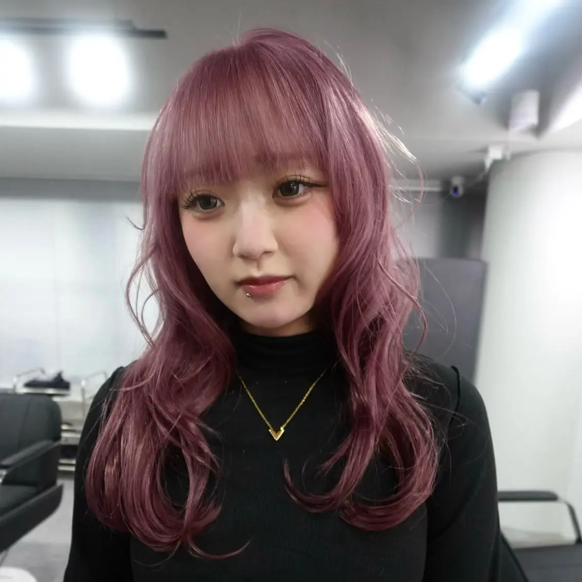 セミロング 【ピンク/ラベンダー 】mao🐩💜のヘアスタイル