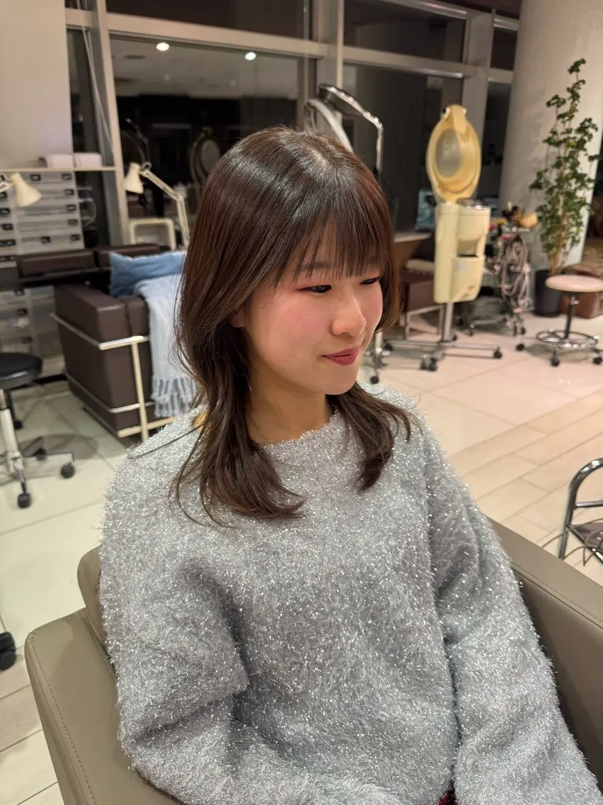セミロング 顔周りカット 似合わせカット 木村 詩渚のヘアスタイル