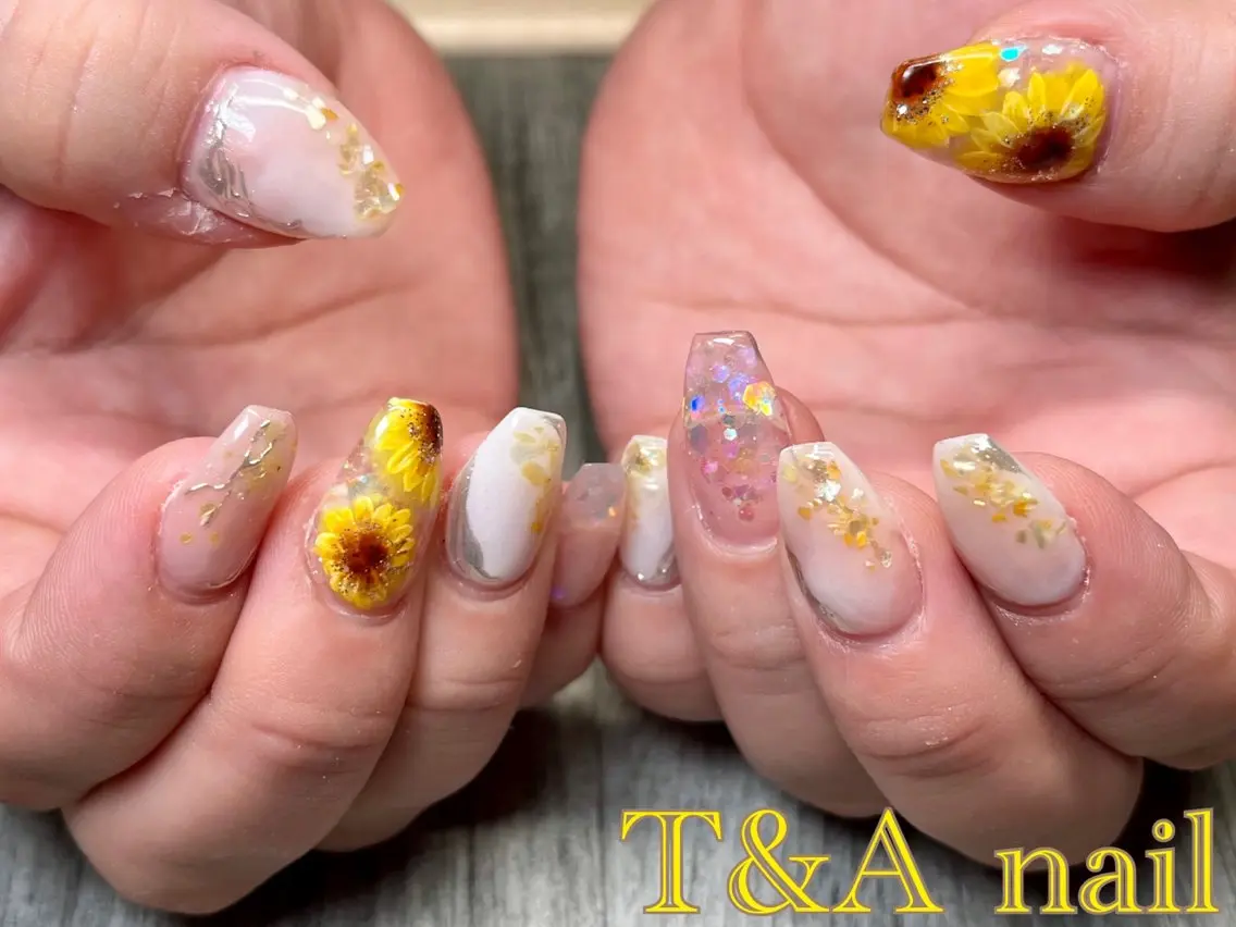 ネイル 長さ出し ジェルネイル ニュアンスネイル スカルプネイル 夏ネイル T&A nailのネイルデザイン