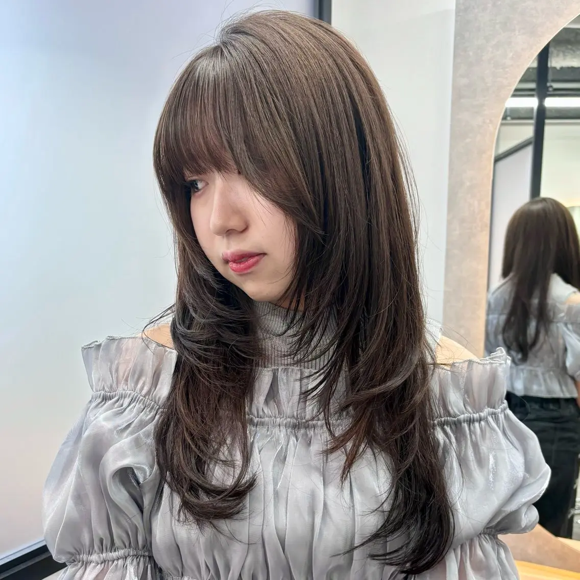 ロング カラー ブラウンカラー オレンジ レイヤーカット ロング ウルフカット ネヅ カオルのヘアスタイル