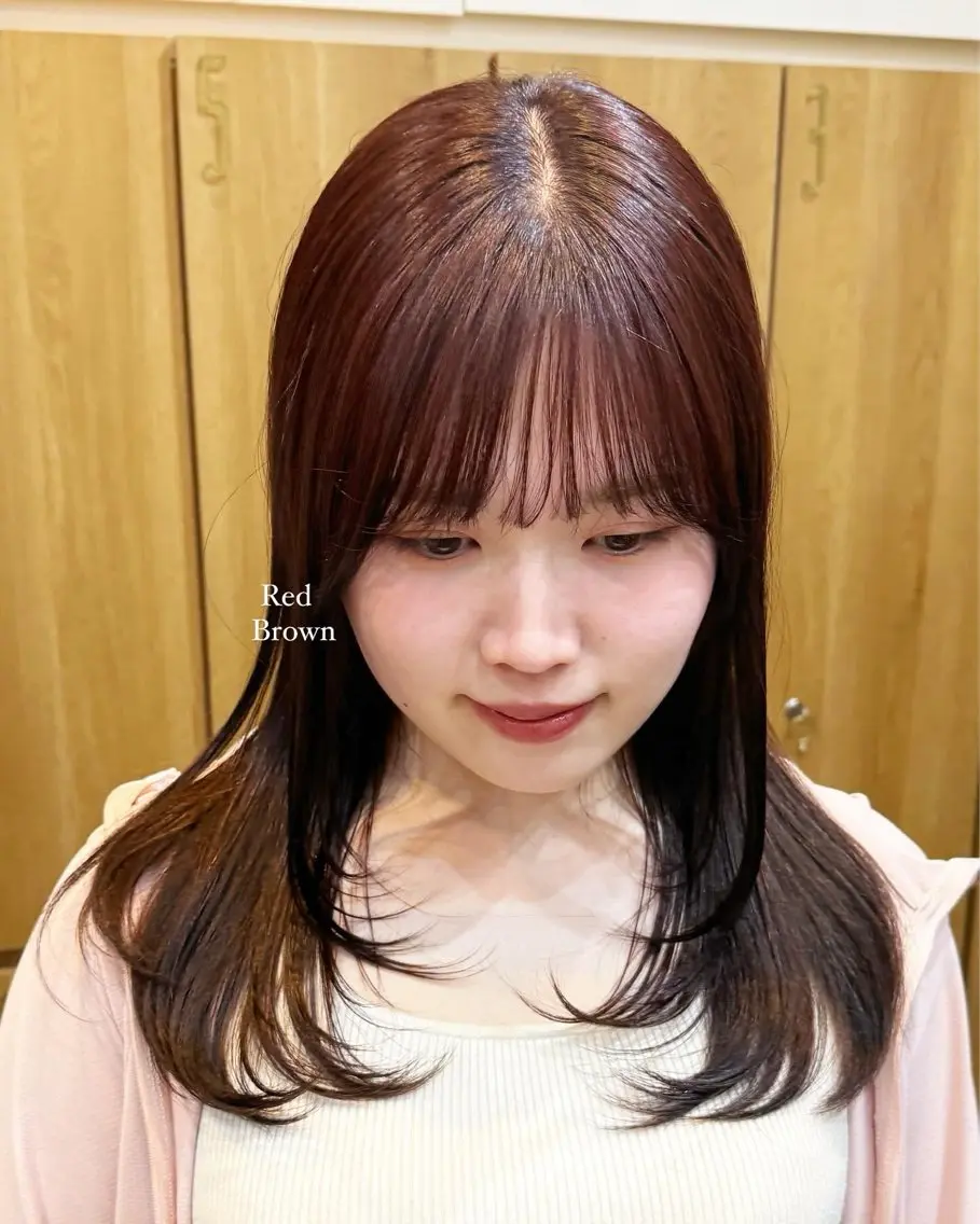 ミディアム カラー カット ヘアカラー トリートメント ❤️アヤカ レイヤーカット❤️のヘアスタイル