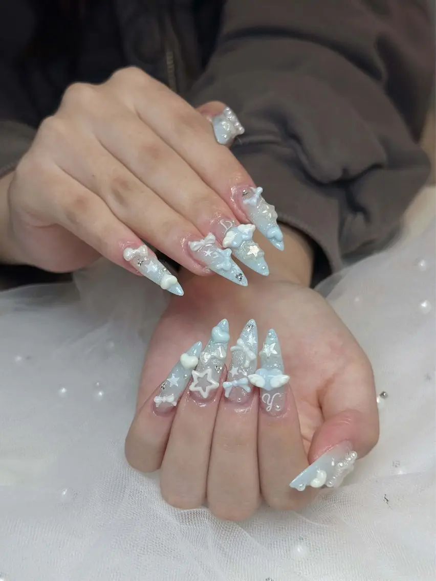 ネイル チークネイル ドット フレンチネイル グラデーション ハート ハンドネイル Julli NailStudioのネイルデザイン