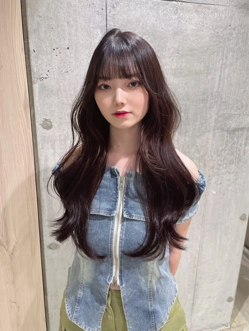 ロング カット ヘアカラー トリートメント レイヤーカット 新川栄一朗のヘアスタイル
