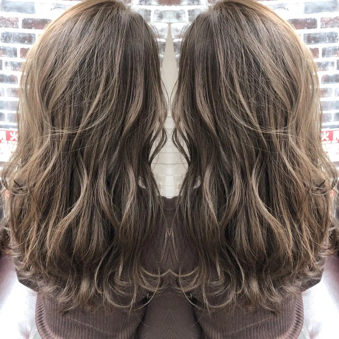 ロング カラー ベージュカラー グレージュ ハイライトカラー ハイライト カット ヘアカラー トリートメント ヘッドスパ 木下大地 HAIR Oneのヘアスタイル