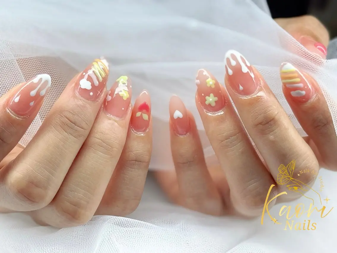 ネイル フットネイル フレンチネイル 韓国ネイル マグネットネイル ニュアンスネイル KAORI YUMIのネイルデザイン