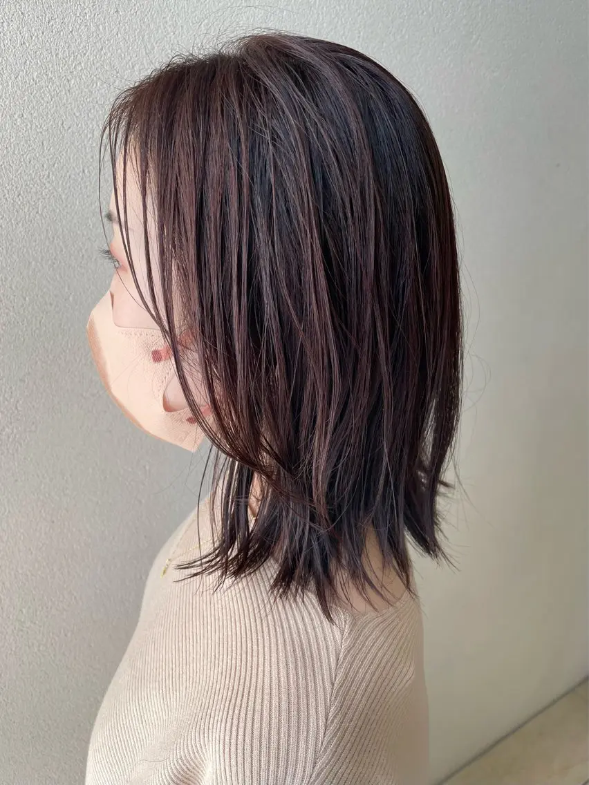 ミディアム カラー ピンクカラー ボブ レイヤーカット カット ヘアカラー 沢田 瞳のヘアスタイル