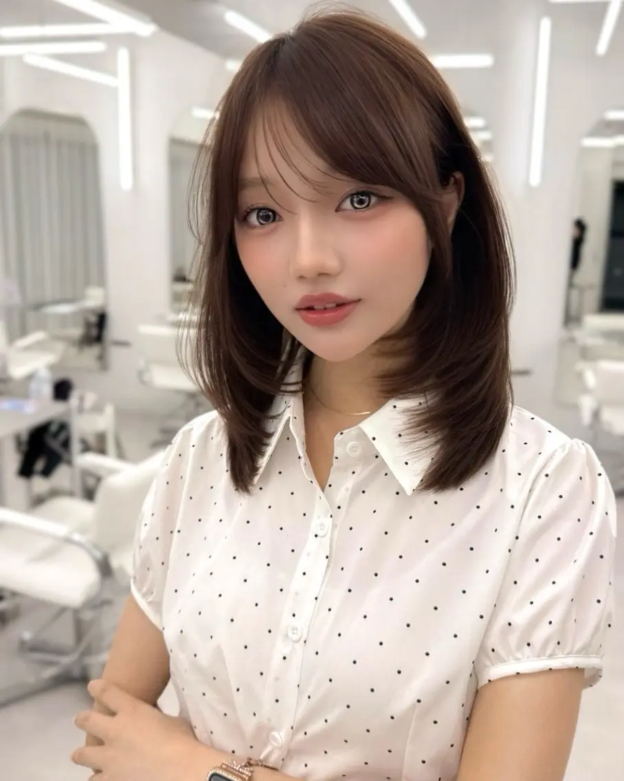 ミディアム カラー ヘアアレンジ カット ヘアカラー トリートメント 顔周り&ミディアム 特化/池袋/kokiのヘアスタイル