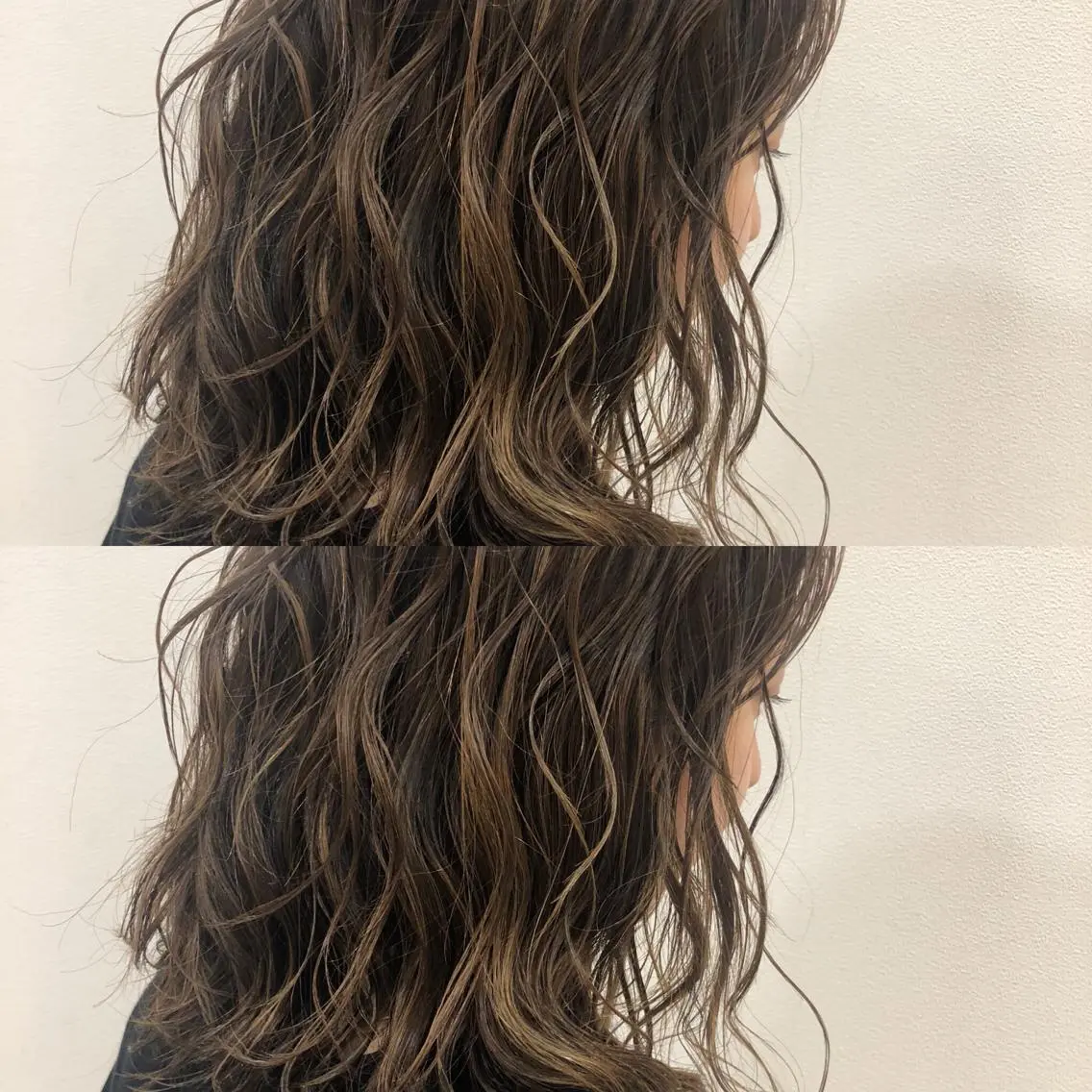 セミロング カラー ヘアアレンジ ハイライトカラー ハイライト ヘアカラー 内田温子大人女性 ハイライト、ボブのヘアスタイル
