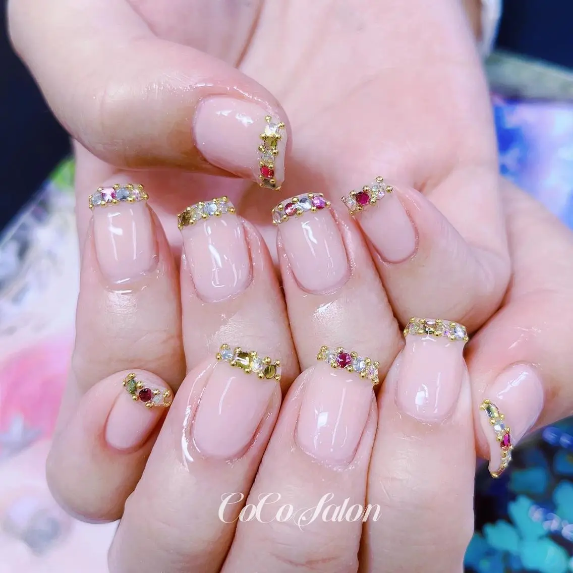 ネイル 長さ出し フレンチネイル ジェルネイル キラキラネイル 韓国ネイル ハンドネイル CoCoSalon ネイル/まつ毛予約のネイルデザイン