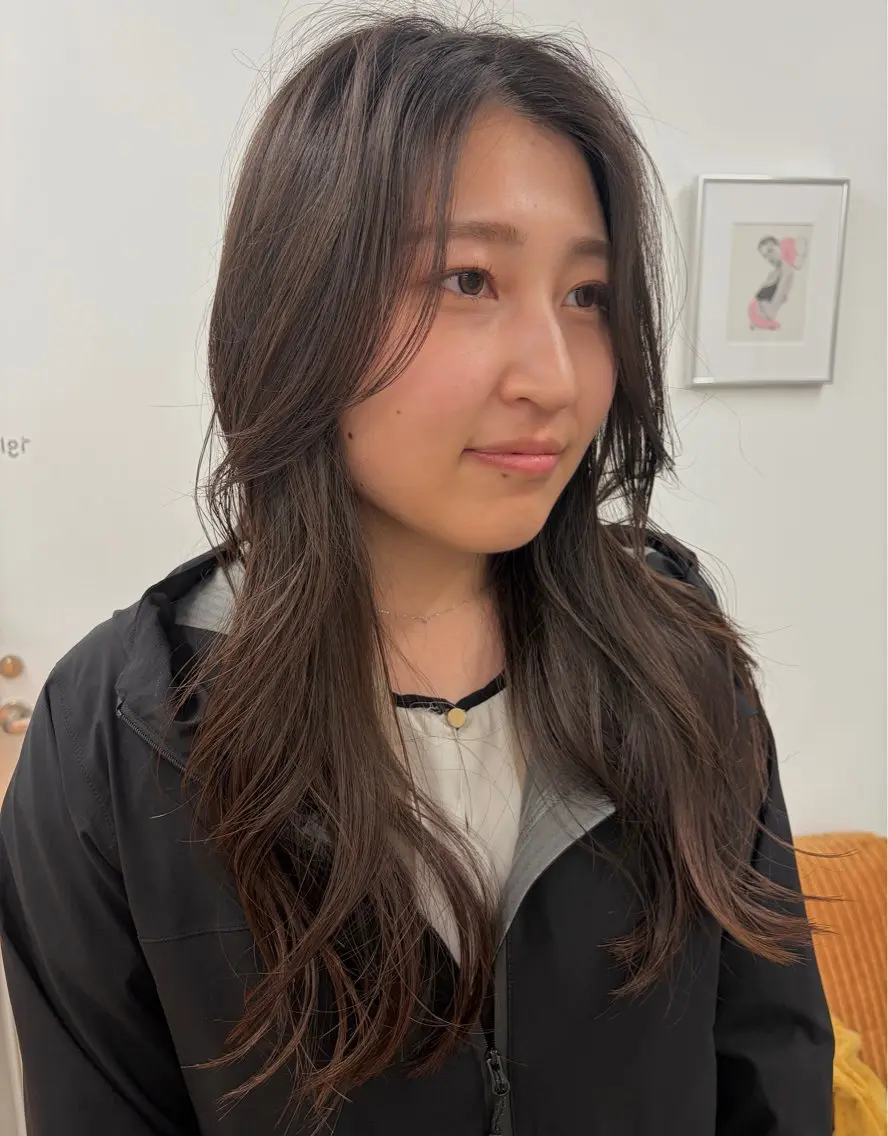 ロング くびれヘア 韓国風ヘア レイヤーカット cana 札幌レイヤースタイルのヘアスタイル