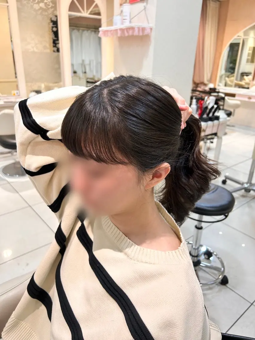 ロング 顔周りカット 生活が楽になる縮毛/ ブリーチなしカラーのヘアスタイル