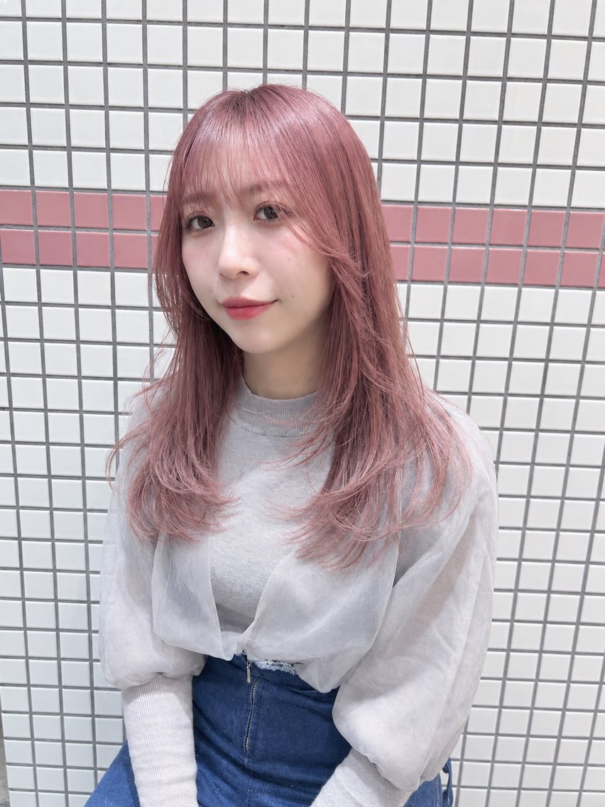 ロング 顔周りカット レイヤーカット ヘアカラー トリートメント NAO/レイヤー🌷 /ハイトーンカラー✨のヘアスタイル