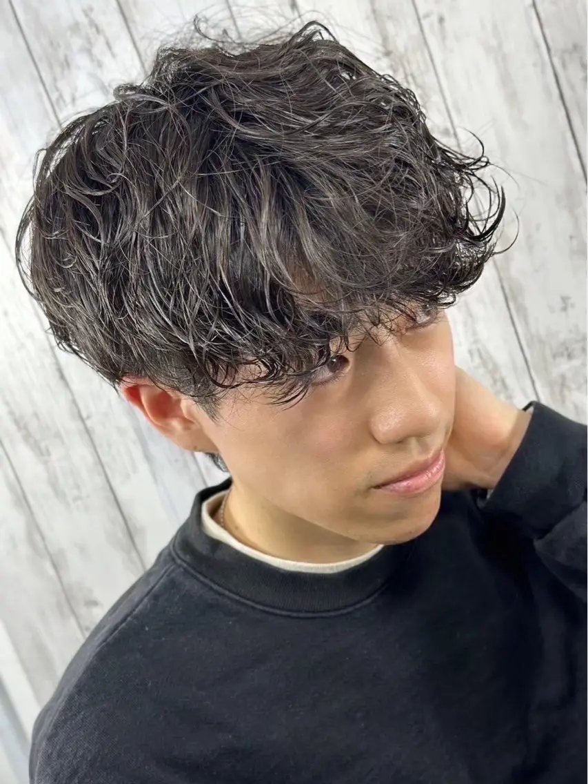 ミディアム パーマ ヘアアレンジ メンズ カット パーマ ヘアセット ⚡️メンズ特化⚡️ 倉林 隼大のヘアスタイル