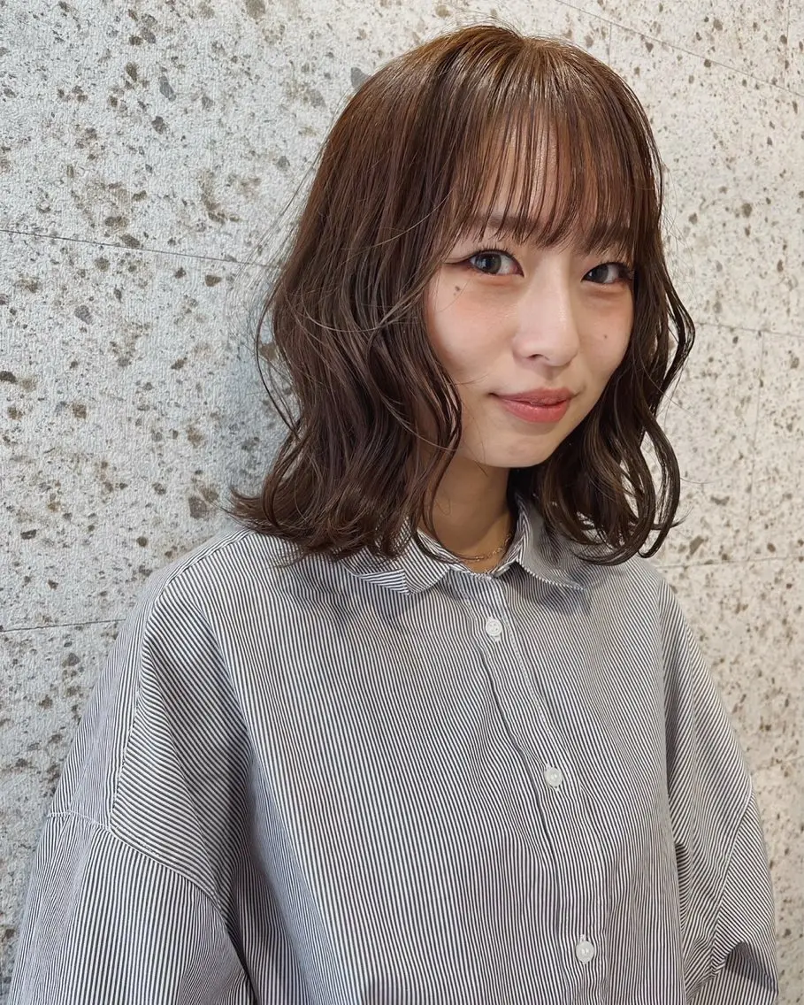 ミディアム カラー ヘアカラー ココロ♩ハイトーン/ 暖色 大名のヘアスタイル