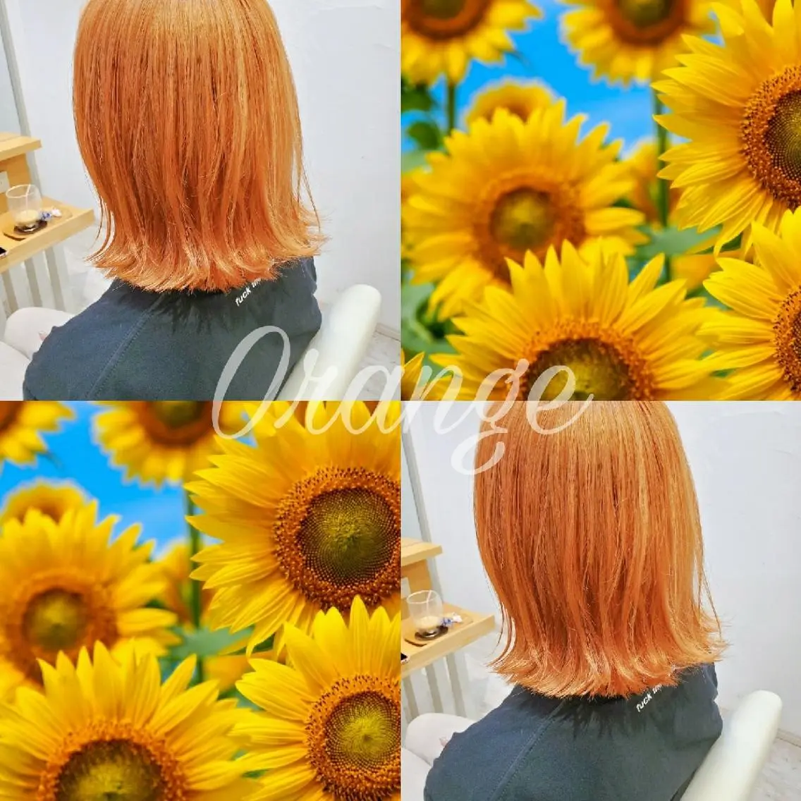 ミディアム カラー 切りっぱなしボブ オレンジ ボブ 北九州美容室 🕊️わかな✂︎のヘアスタイル