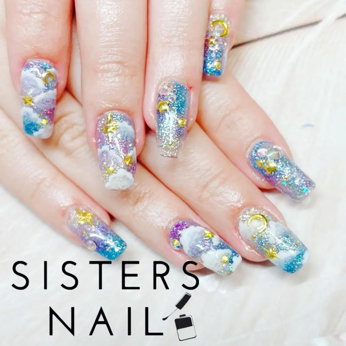 ネイル アートネイル キラキラネイル 春ネイル ハンドネイル ハンドケア sisters nail.fのネイルデザイン