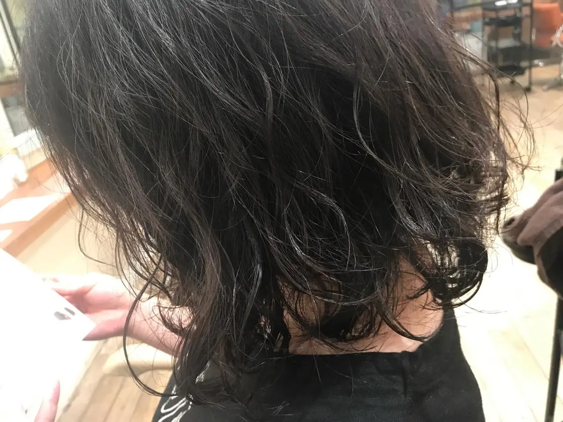 ミディアム パーマ ヘアアレンジ ミディアムパーマ オリーブ透明感カラー 表参道/MIKUのヘアスタイル