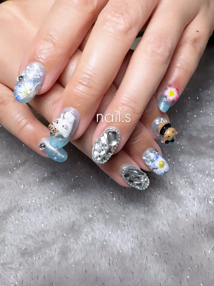 ネイル ブルー 夏ネイル ハンドネイル nail.s misatoのネイルデザイン