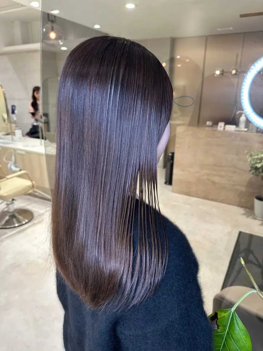 セミロング ケアカラー 縮毛矯正 トリートメント 地毛風縮毛矯正/ コウノリナのヘアスタイル