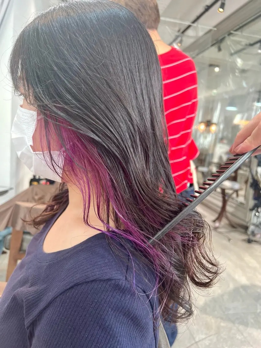 セミロング カラー ヘアアレンジ ヘアカラー トリートメント ヘッドスパ ヘアセット 🌈インナーカラー ‘ショウマ’🌈のヘアスタイル