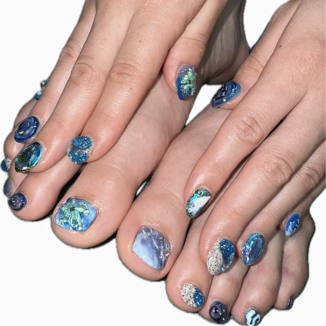 ネイル ブルー フットネイル シンプルネイル posa nail モエミのネイルデザイン