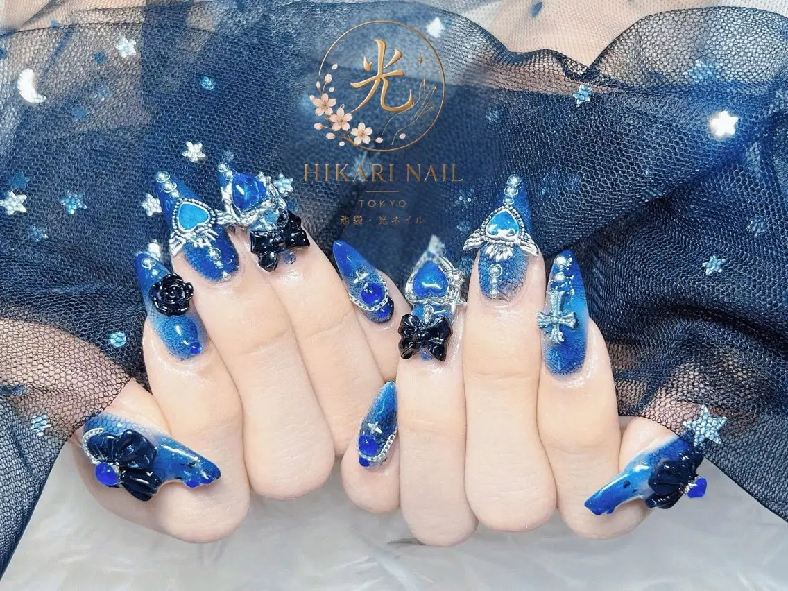 ネイル チークネイル 長さ出し フレンチネイル ガーリー ハロウィン ハンドネイル HikariNail Ikebukuroのネイルデザイン
