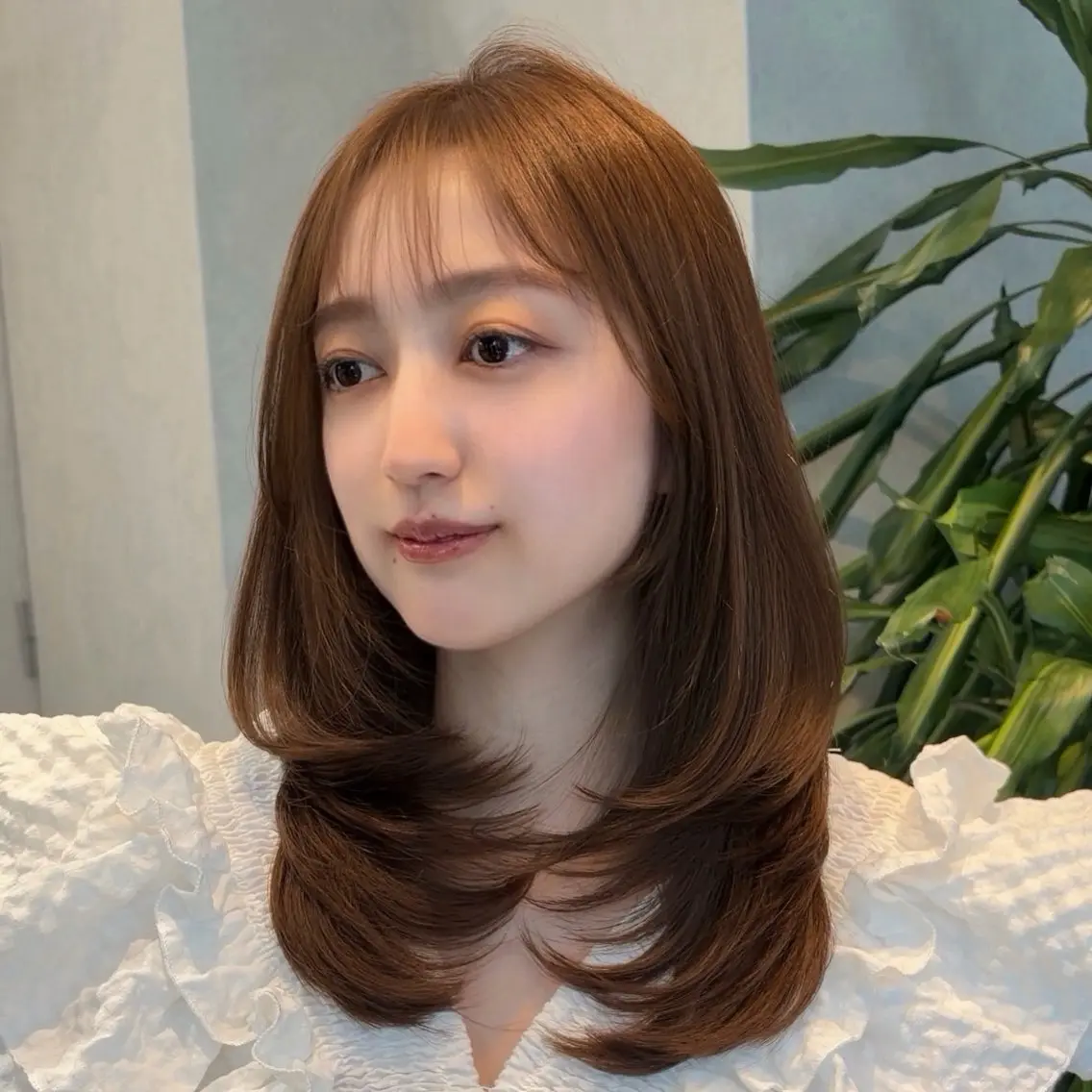 セミロング カット トリートメント 結べるレイヤーカット /カラー/あさかのヘアスタイル