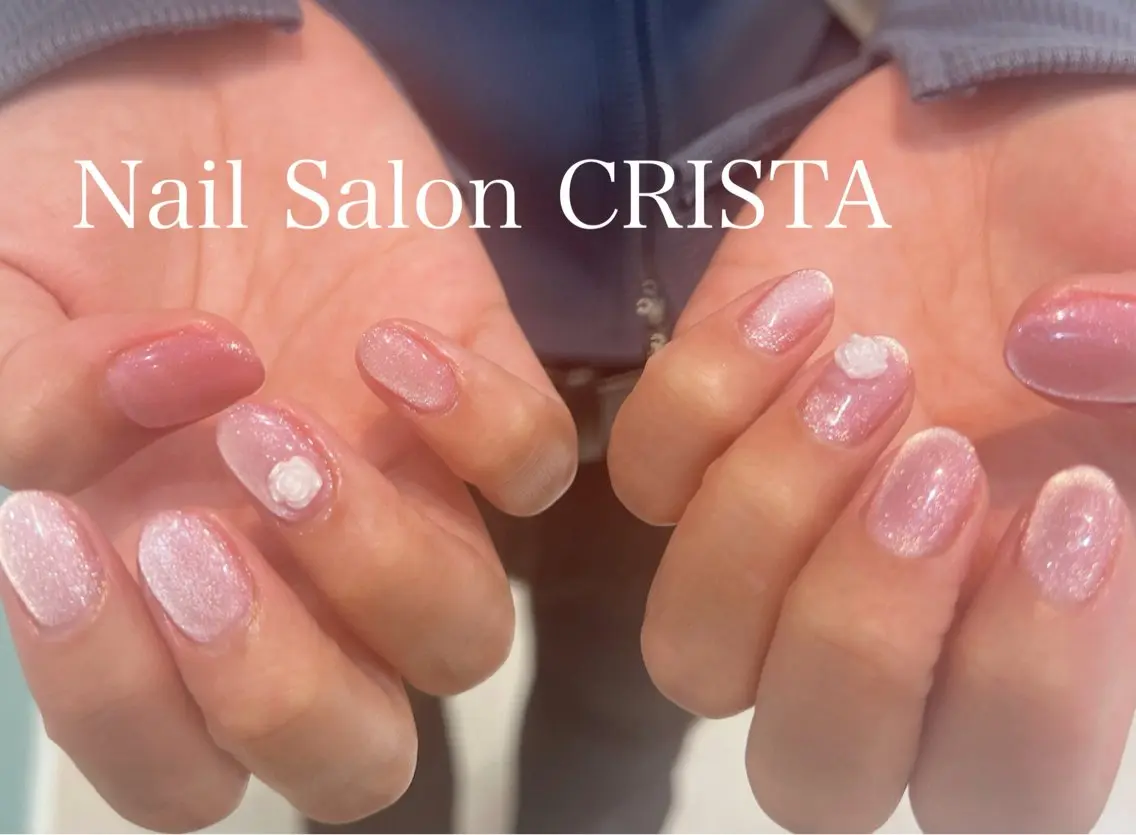 ネイル ジェルネイル マグネットネイル パラジェル ピンク ホワイト ハンドネイル CRISTA chikakoのネイルデザイン