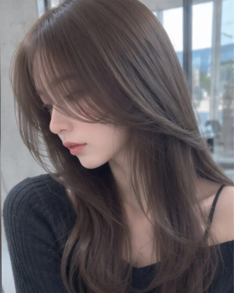ロング カラー ヘアカラー トリートメント ヘッドスパ 💠透明感グレージュ /韓国風レイヤー💠のヘアスタイル