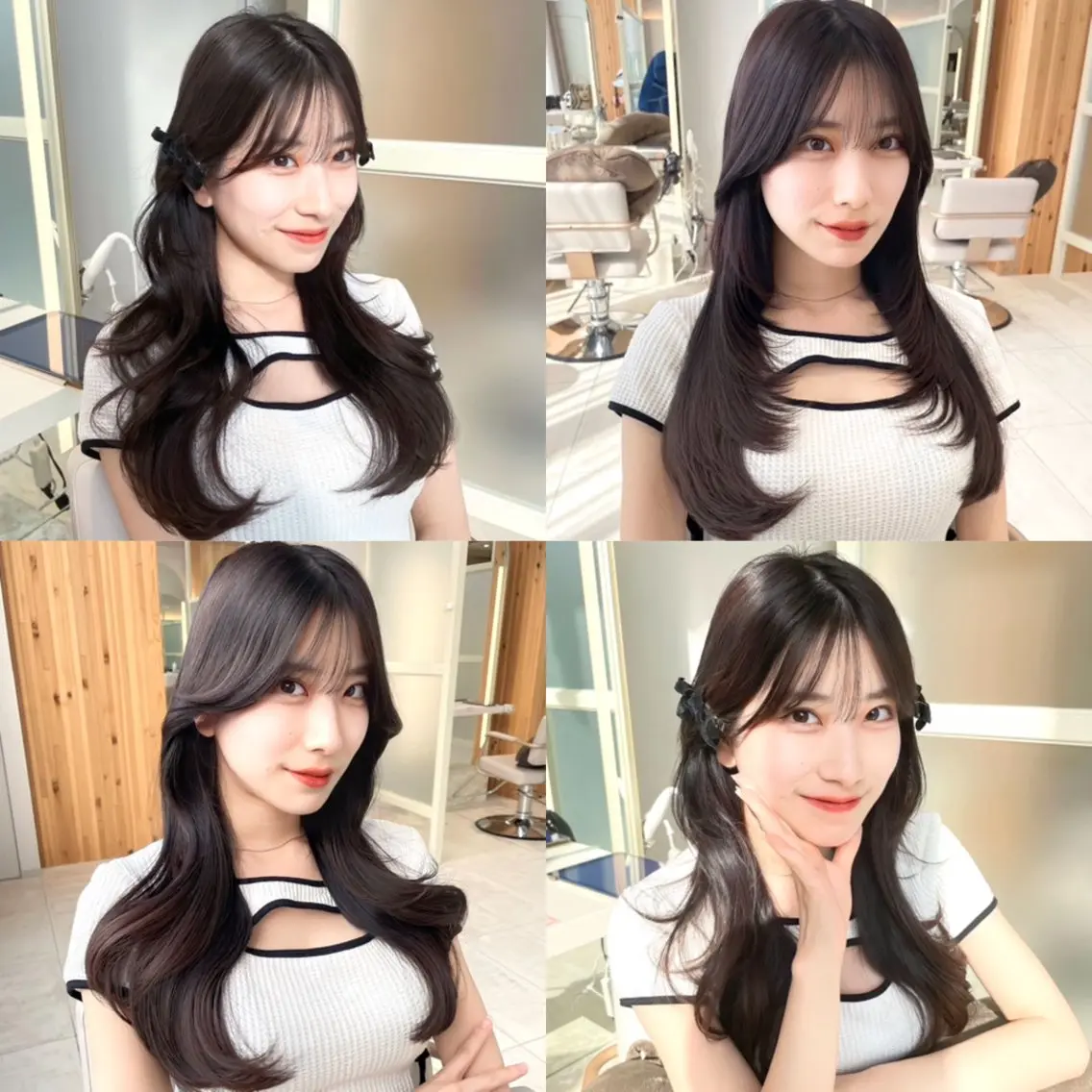 ロング カラー ダークグレー ダークグレージュ グレージュ くびれヘア 顔周りカット 🇰🇷韓国風くびれ ヘア🇰🇷中村優大のヘアスタイル