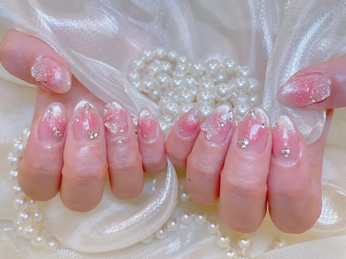 ネイル アートネイル 韓国ネイル 水色 ロングネイル スカルプネイル ハンドネイル 🎀 高田馬場店 Alice Nailのネイルデザイン