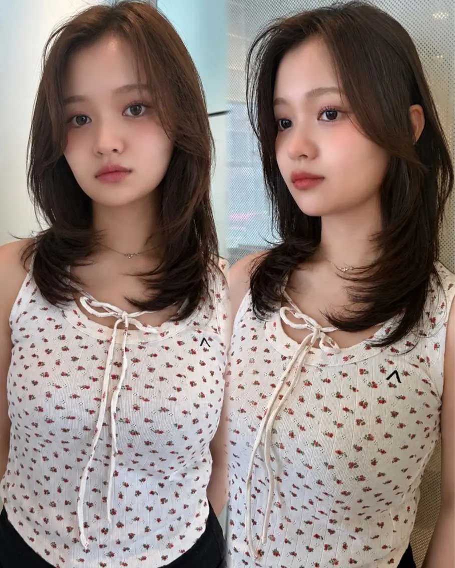 セミロング ヘアカラー mi yuのヘアスタイル
