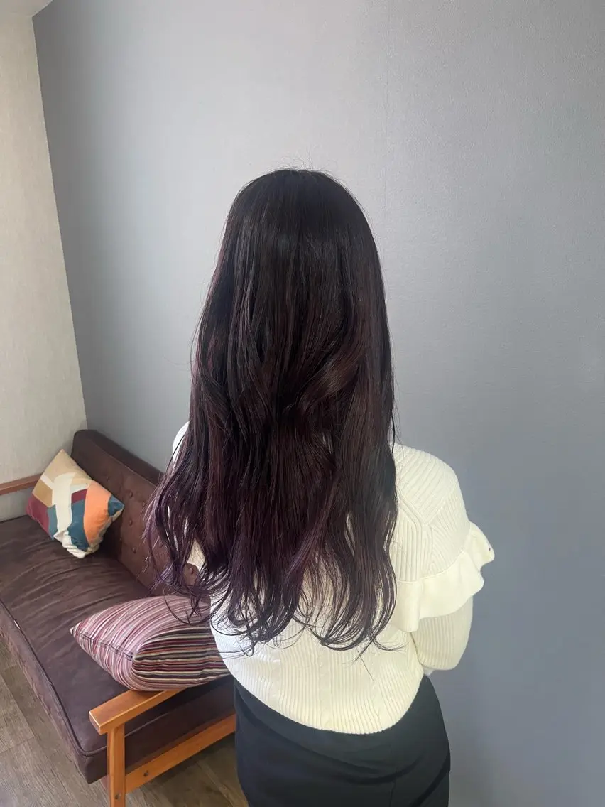 ロング カラー ブリーチ 透明感カラー ダブルカラー インナーカラー パープルカラー 🫧ブリーチ×透明感 カラー🎀ココカラのヘアスタイル