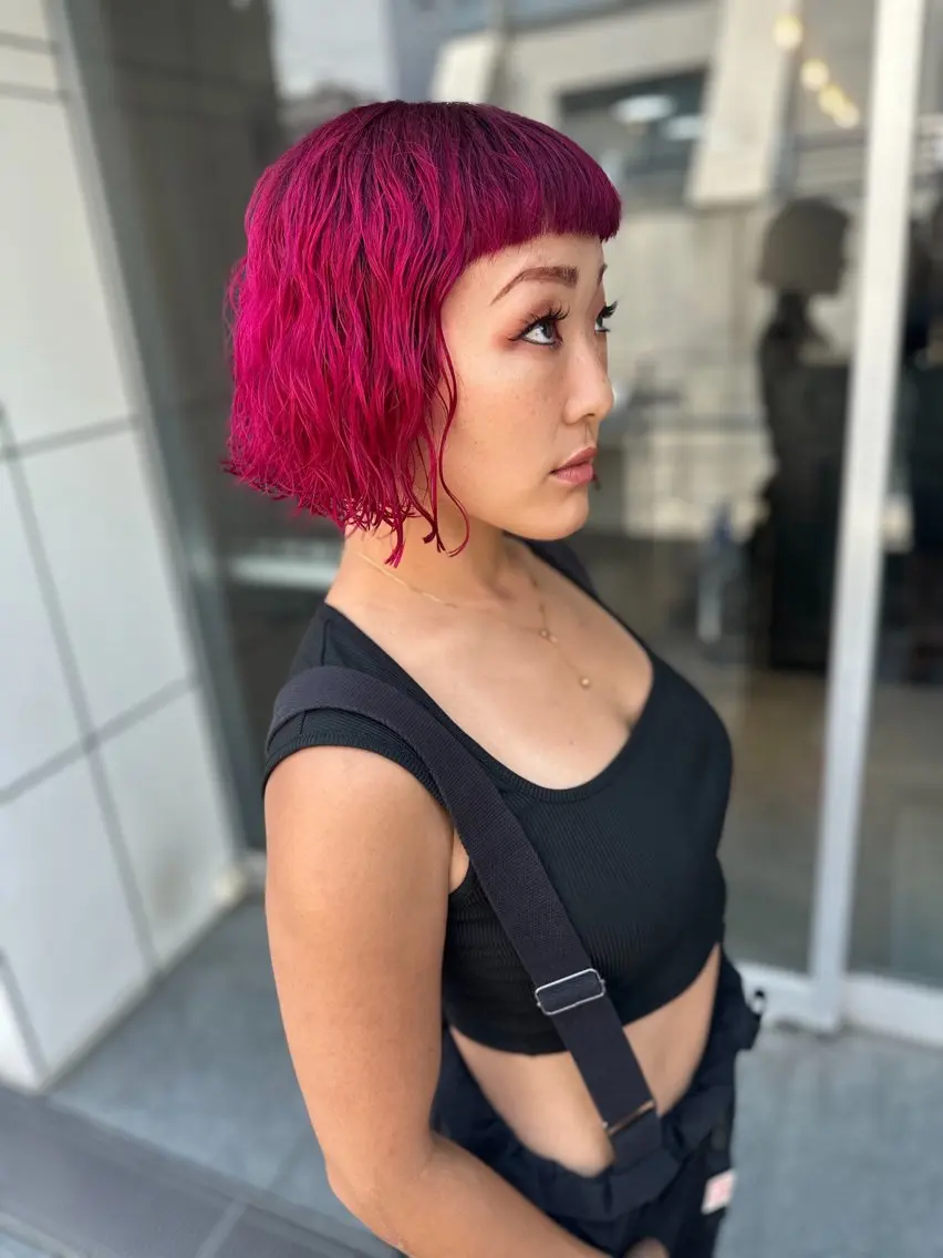 ミディアム カラー パーマ メンズ キッズ メンズブリーチ ブリーチ ピンクカラー カット ヘアカラー トリートメント BRAIDS💎愛子 大人ハイライト💎のヘアスタイル