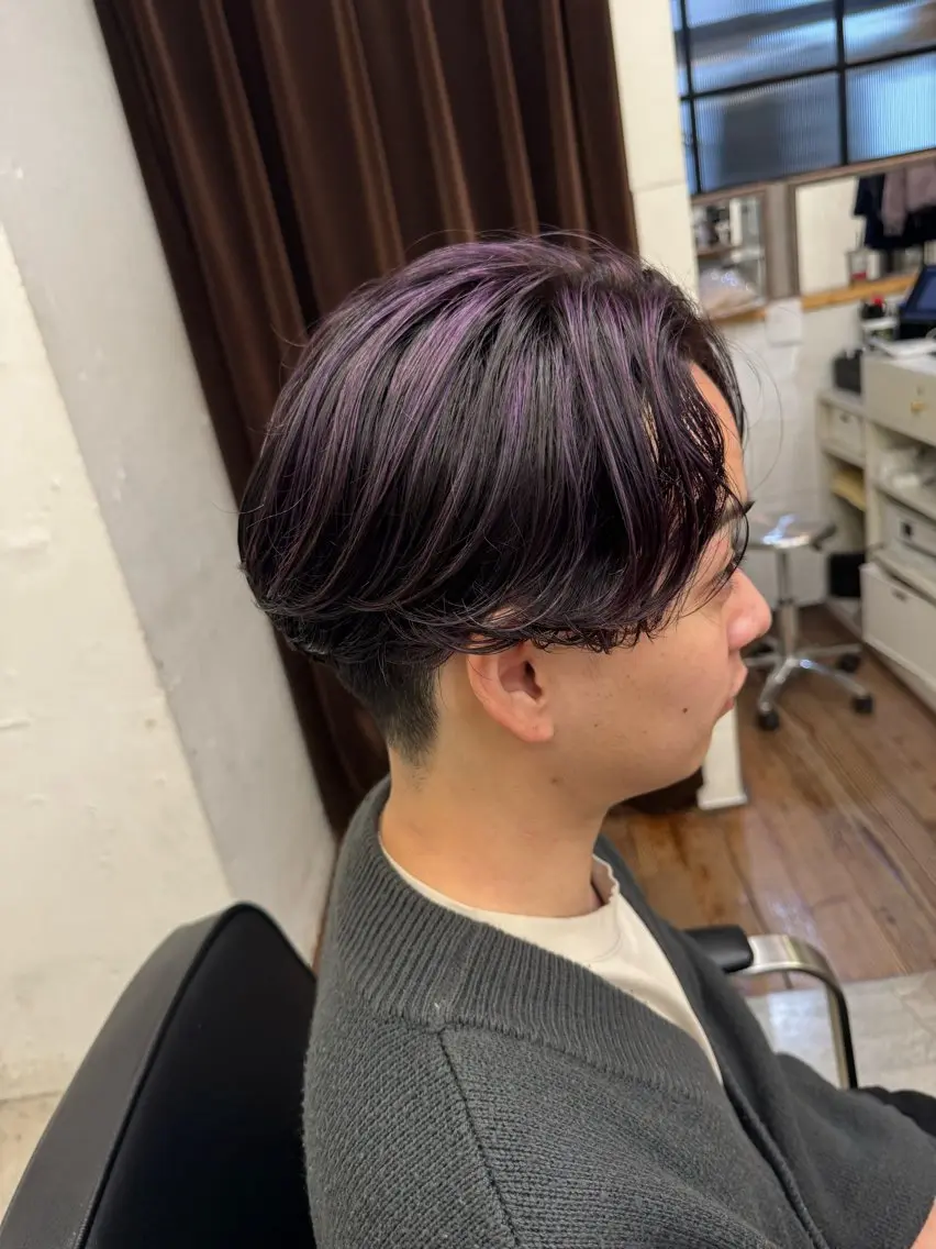 ショート カラー メンズ センターパート メンズハイライト メンズ韓国風 メンズショート ハイライトカラー カット ヘアカラー トリートメント 💈メンズ特化💈 TASUKUのヘアスタイル