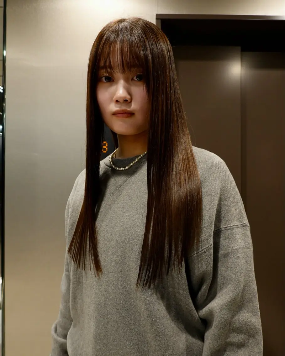 ロング 縮毛矯正 トリートメント 川田大輝 ナチュラルモードのヘアスタイル