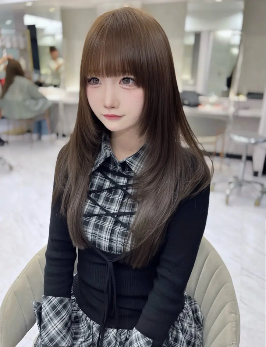 ロング カラー ヘアカラー トリートメント レイヤー/髪質改善 縮毛/ハッシュカットのヘアスタイル