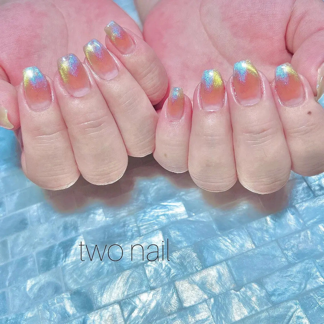 ネイル アートネイル マグネットネイル ネイルチップ ホワイト ハンドネイル two nailのネイルデザイン