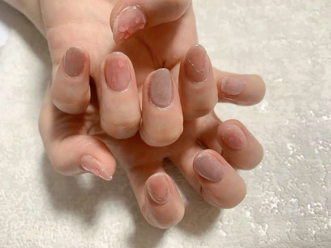 ネイル 桜ネイル ジェルネイル メンズネイル パラジェル シンプルネイル kiki nail たまプラーザのネイルデザイン