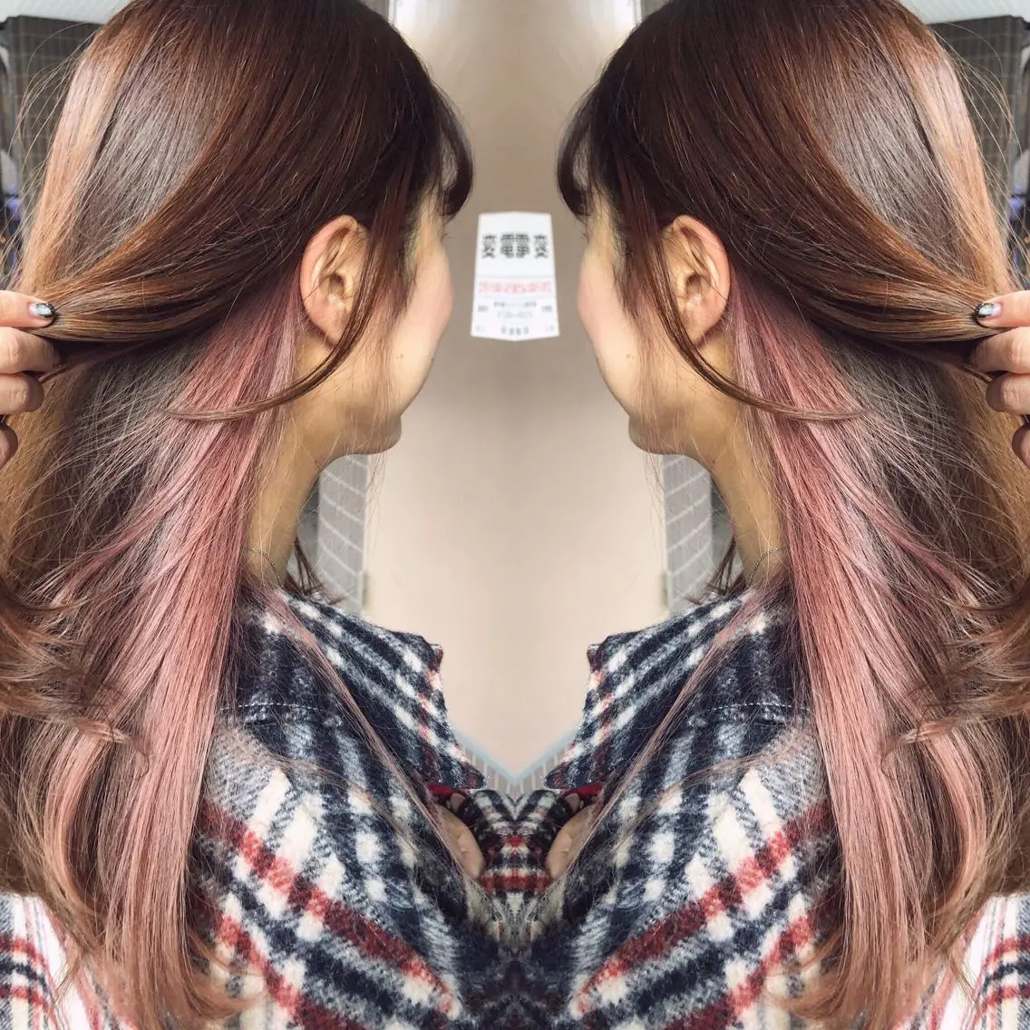 カラー ブリーチ ピンクカラー 後藤 陽花子のヘアスタイル