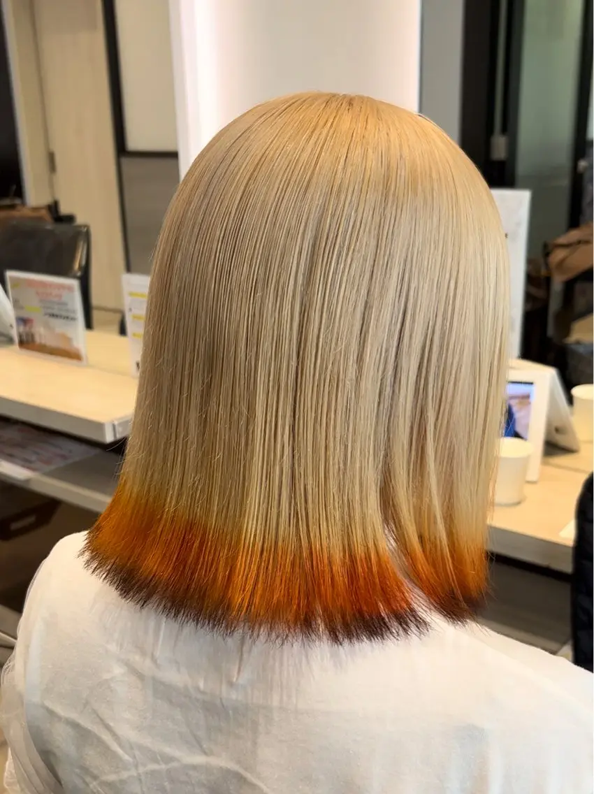 カラー ベージュカラー ブラウンカラー デザインカラー 狐カラー オレンジ ヘアカラー 立川/ハイトーン/ 髪質改善/田中柚のヘアスタイル
