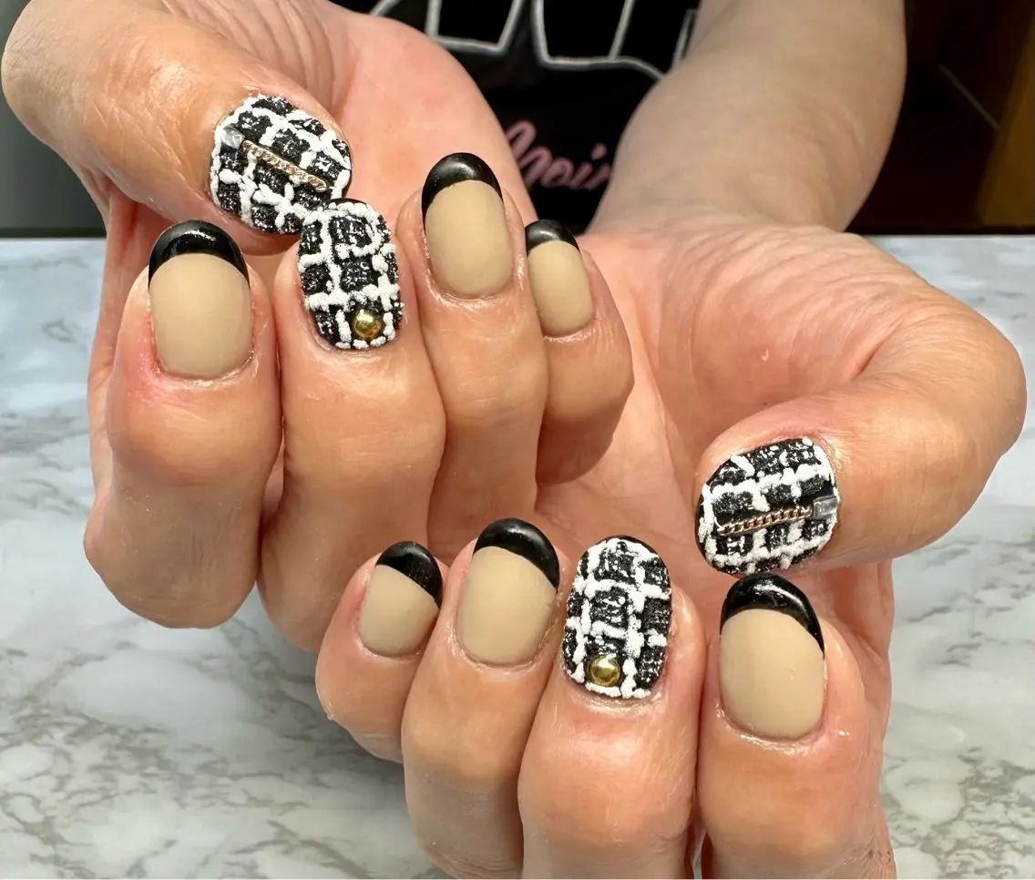 ネイル アートネイル フレンチネイル ニュアンスネイル ツイードネイル Mai’s nailのネイルデザイン